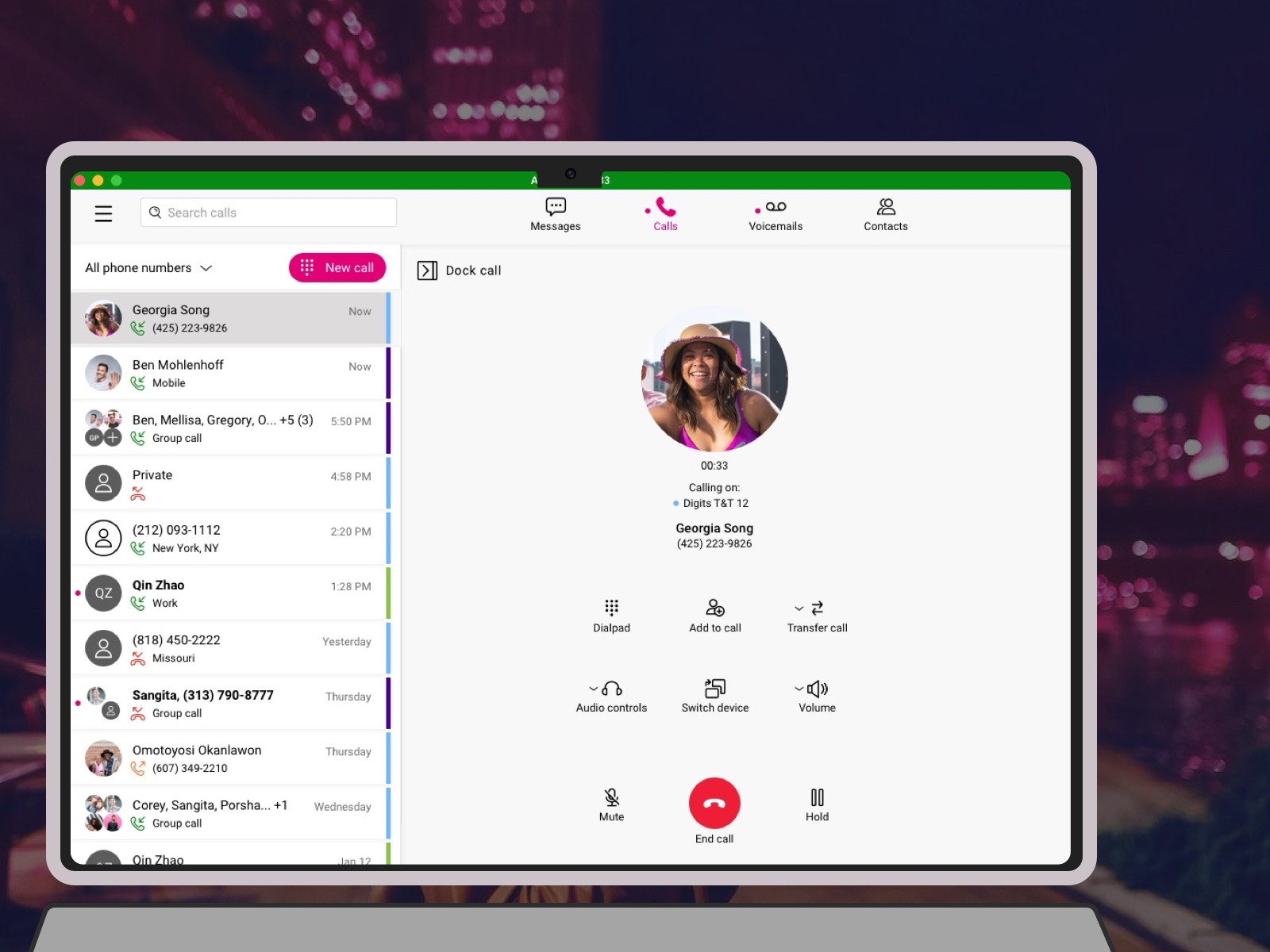 Photo of laptop showing the calling screen