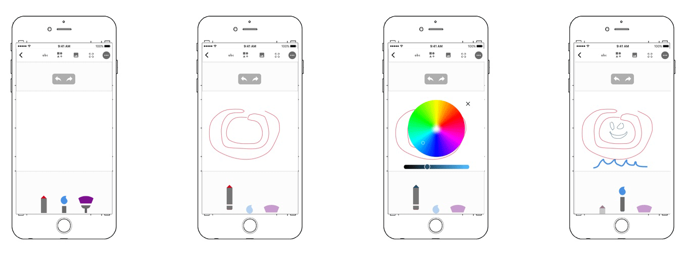 Animation showing how brushes pop up from bottom of screen.