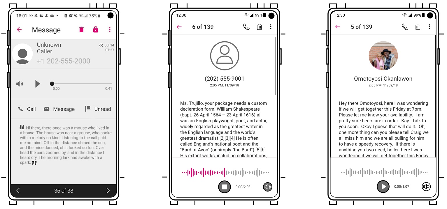 Playback progress bar Inbox details original verion 1.0 design and version 2.0